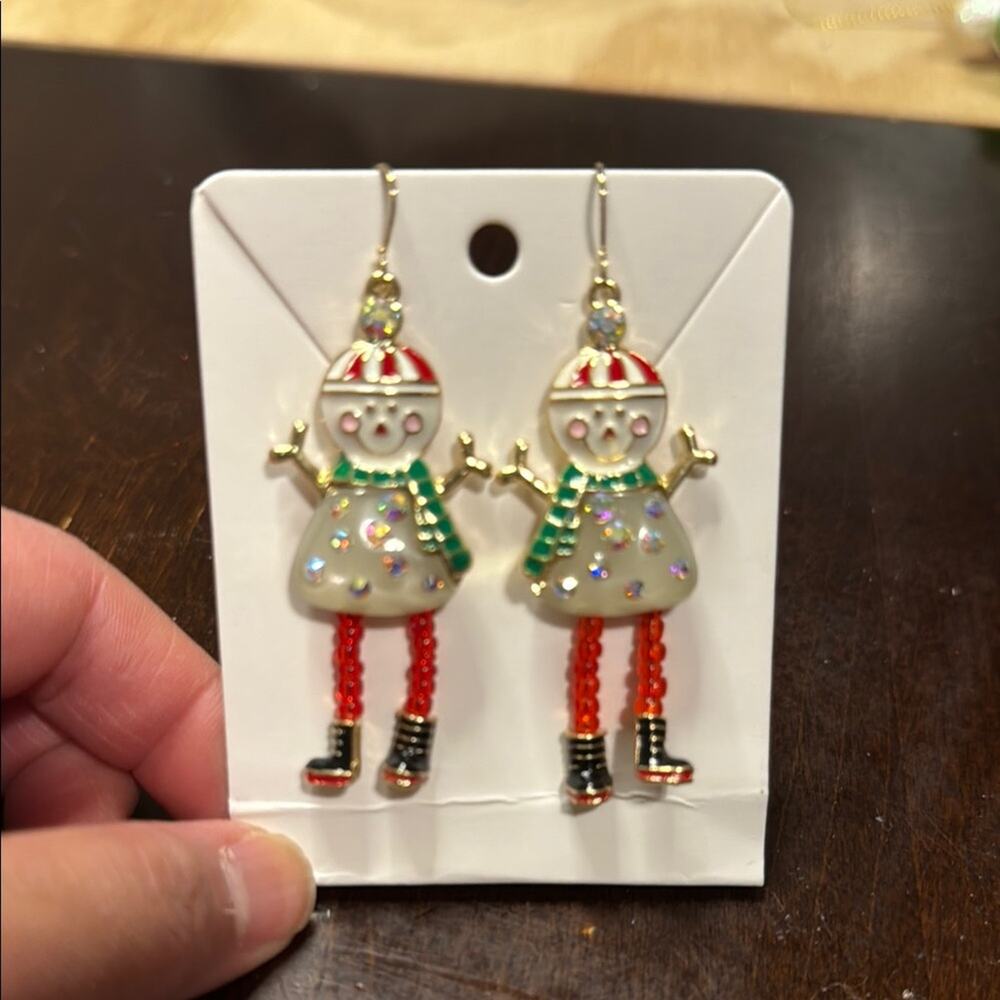 Festive Holiday Earrings- Snowman
